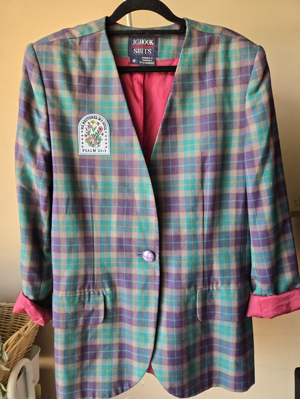 J. G. Hook Women's Purple & Teal Plaid Blazer